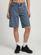 Low Rise Oversized Rivet Detail Above Knee Shorts