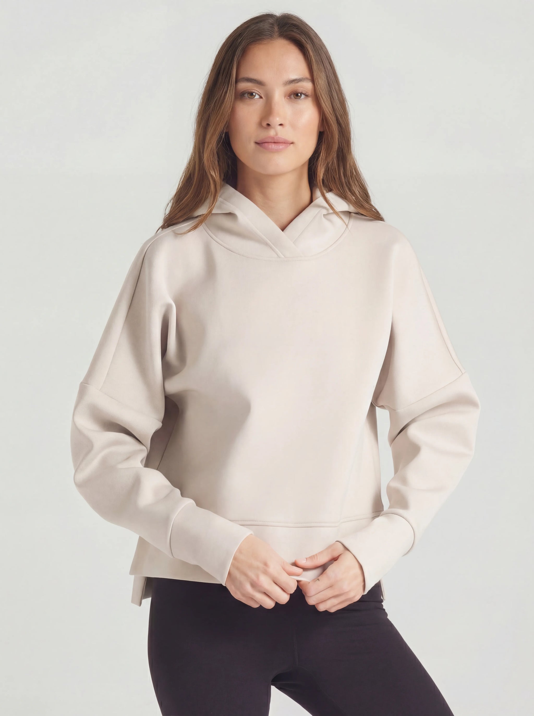 Oversized Four Way Stretch Slit Hem Performance Hoodie