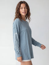 Loose Fitting Graffiti Art Print Raw Edge Top