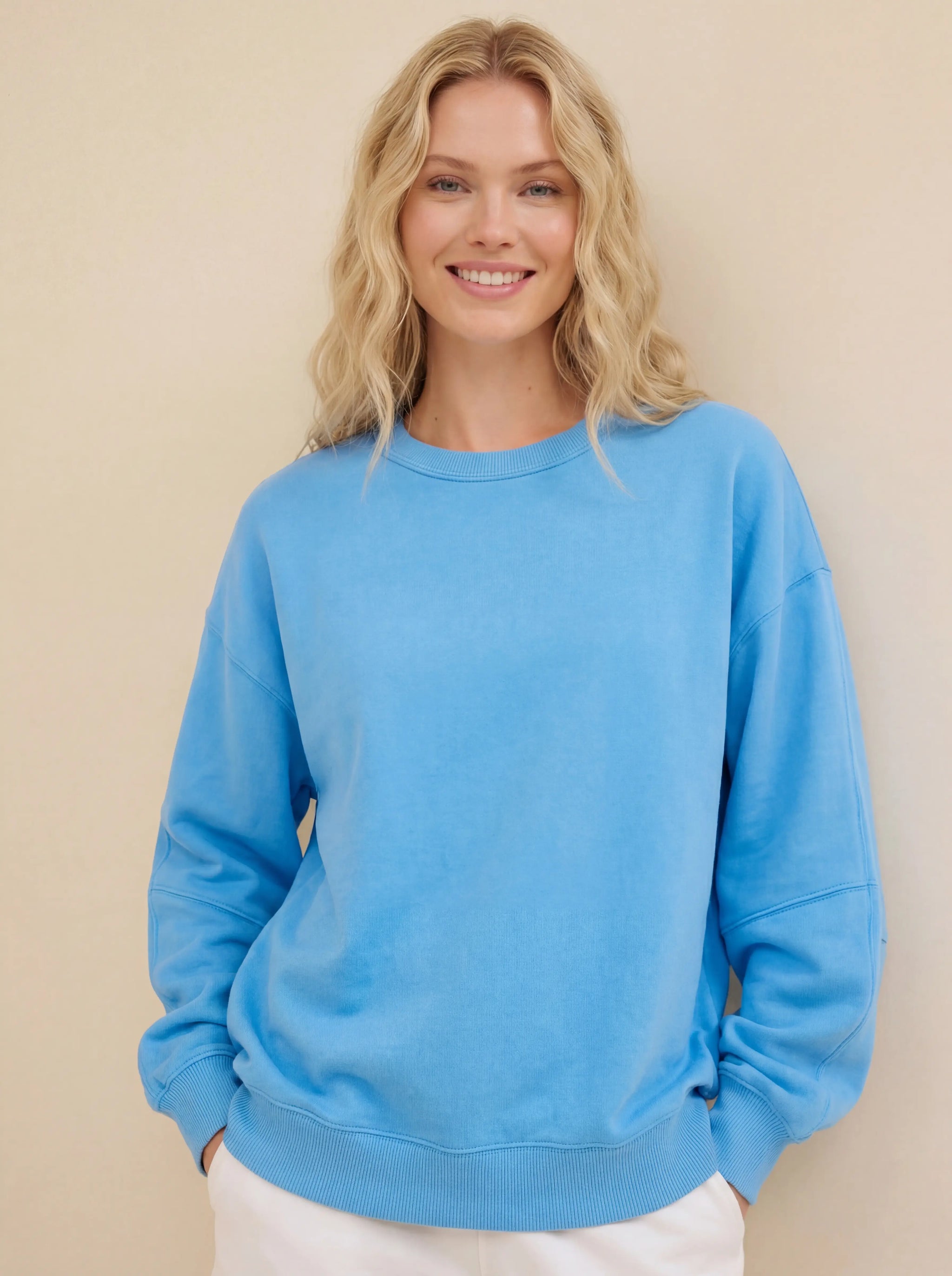 Oversize Light Blue Cotton Blend Sweatshirt