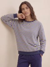 Oversize Longline Cotton Sweatshirt with Ribbed Trim
