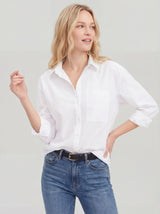 Loose Fit Tunic Length Button Up Curved Hem Shirt