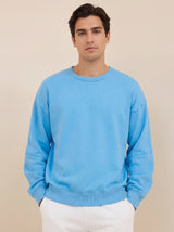 Oversize Light Blue Cotton Blend Sweatshirt