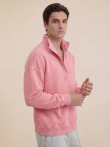 Oversize Pink Sweatshirt with Quilted Collar