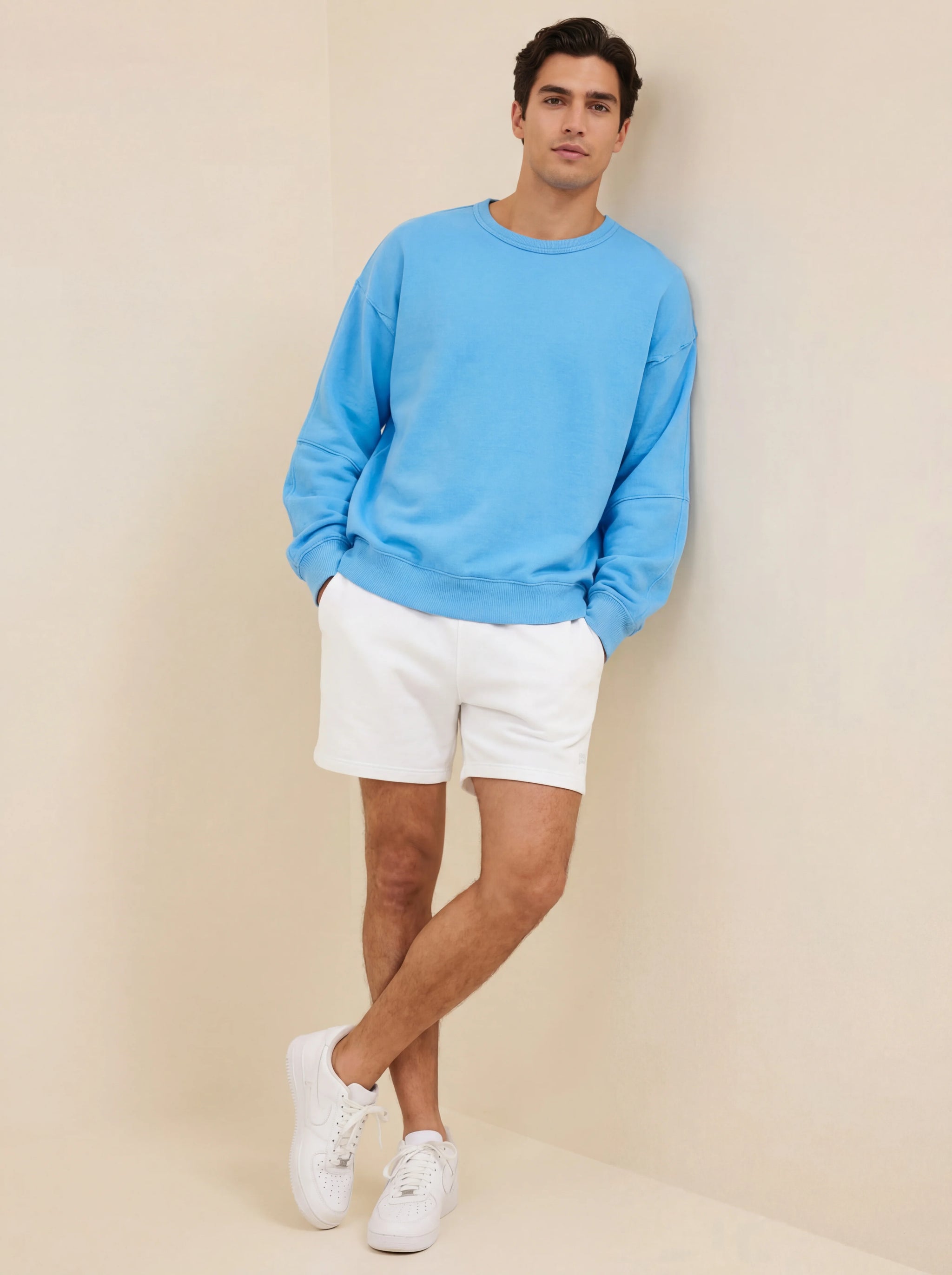 Oversize Light Blue Cotton Blend Sweatshirt