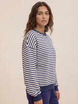 Oversize Longline Cotton Sweatshirt with Ribbed Trim