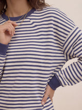 Oversize Longline Cotton Sweatshirt with Ribbed Trim