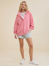 Oversize Pink Sweatshirt with Quilted Collar