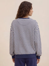 Oversize Longline Cotton Sweatshirt with Ribbed Trim