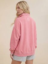 Oversize Pink Sweatshirt with Quilted Collar