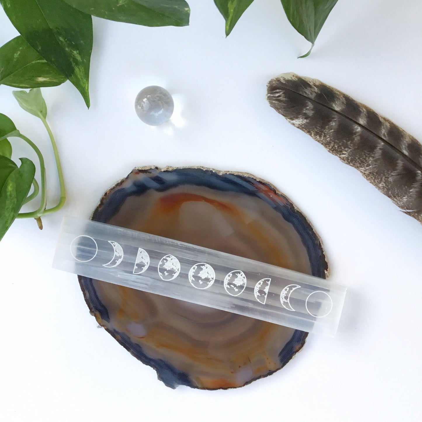 Moon Phase Selenite Crystal Charging Cleansing Plate