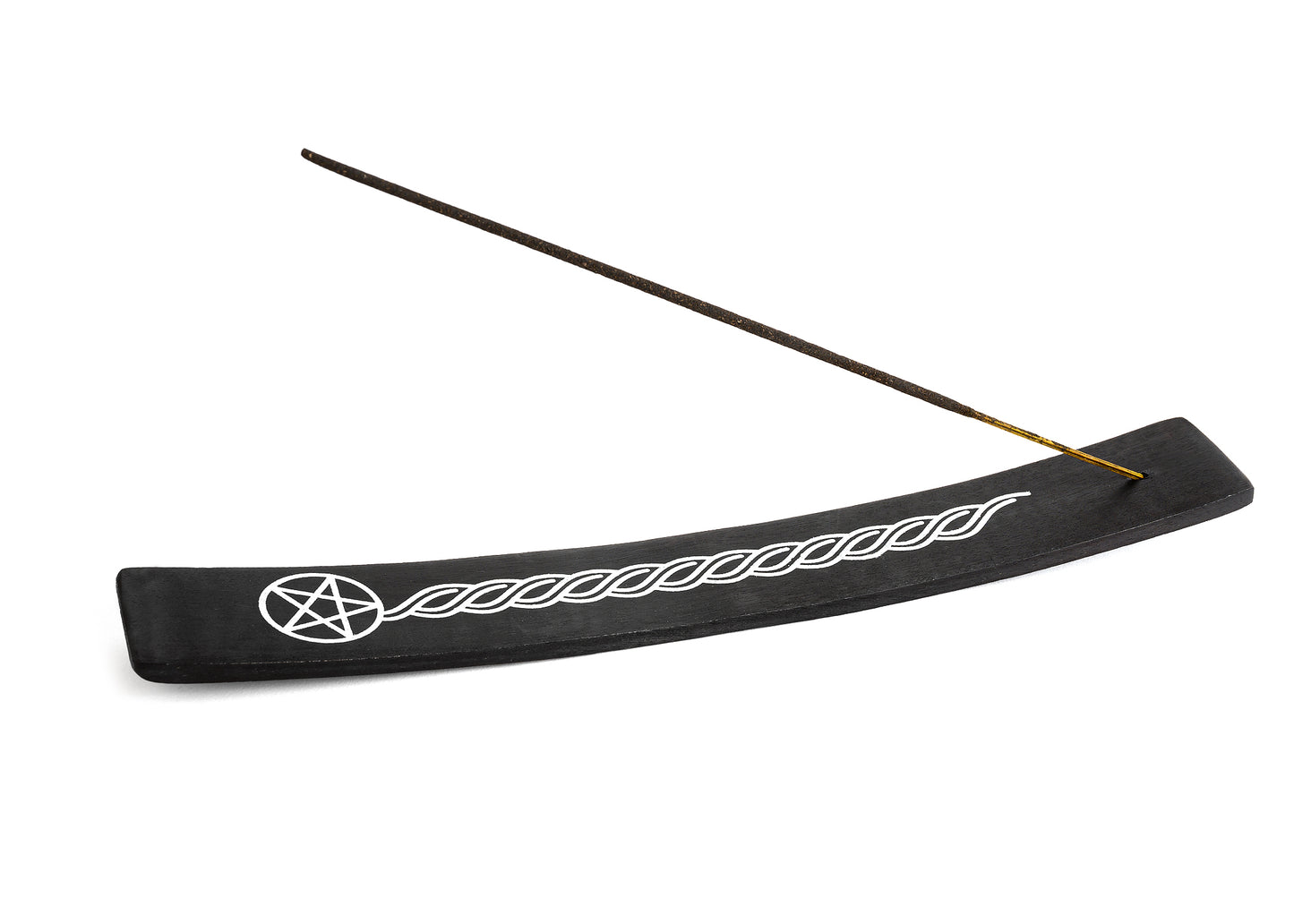 Pentacle Black Painted Wood Incense Holder