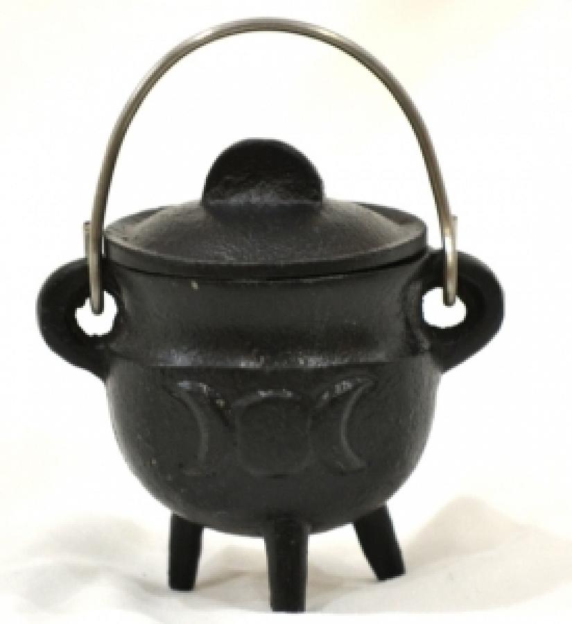 Triple Moon Cast Iron Cauldron w/lid