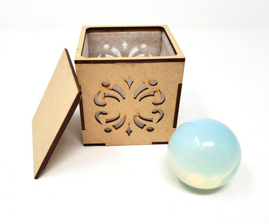 Opalite Gemstone Sphere with Wooden Box