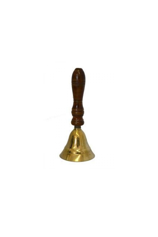 Brass Bell with Wooden Handle 5.5"