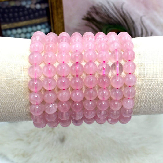 Rose Quartz Round Bead Bracelet