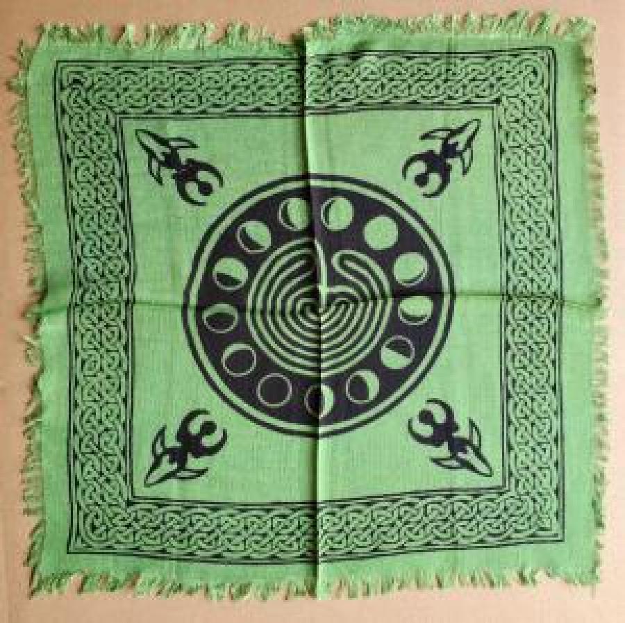 Moon Phase Altar Cloth - Green & Black